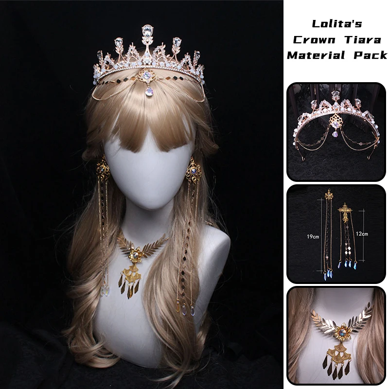 Unfinished Gothic Lolita Baroque Cross Goddess Crown Headband Cosplay Gorgeous Vintage Baroque Tiara DIY Princess Headpieces