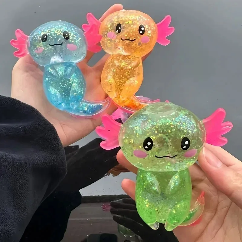 Random Color Salamander Maltose Glitter Squishy Slow Rebound Stress Relief Squeeze Cute Axolotl Decompression Gift For Kids