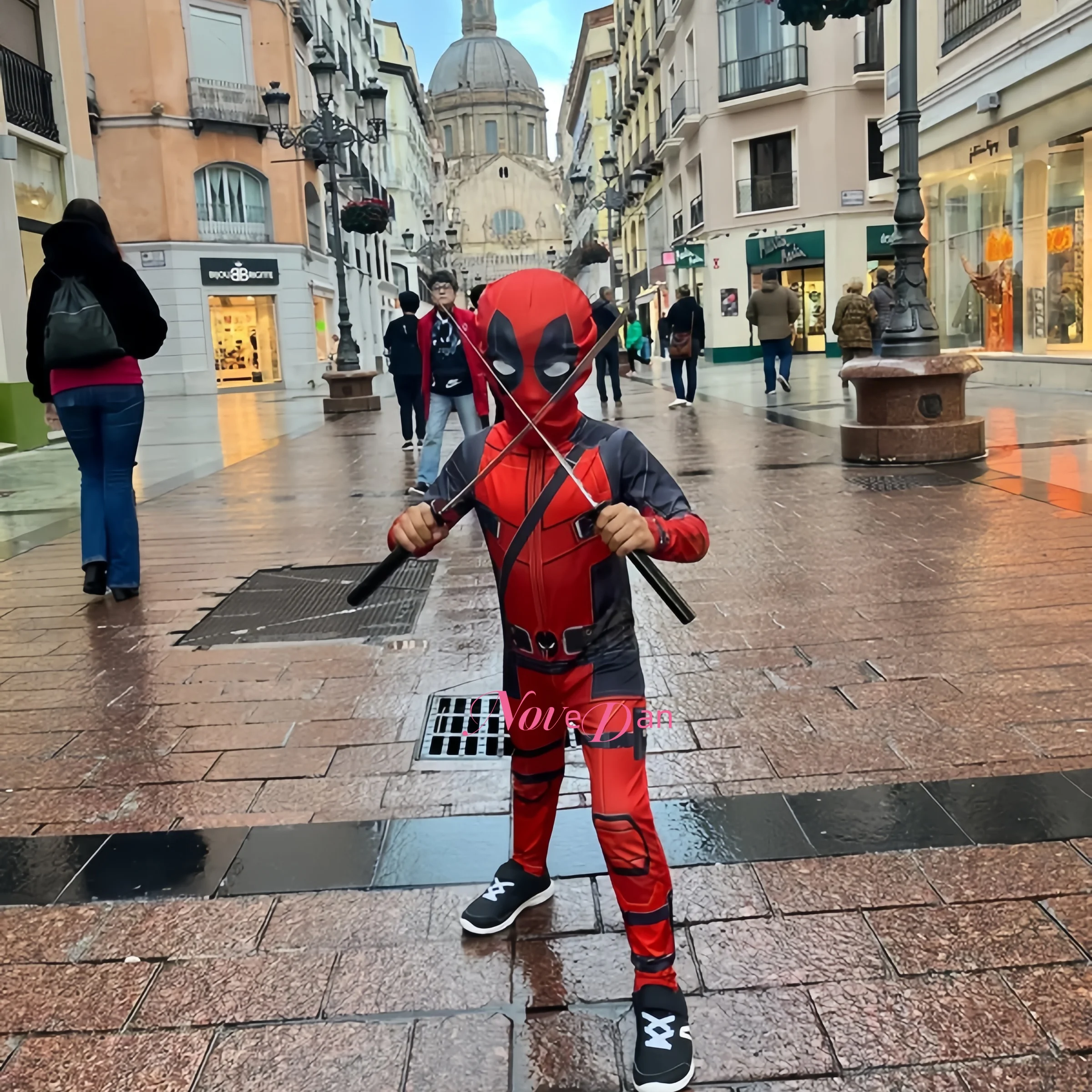 Costume d'halloween pour garçon, masque de Cosplay pour enfants, combinaison, sac à dos, accessoires de couteau, Costume de fête d'anniversaire de super-héros pour enfants