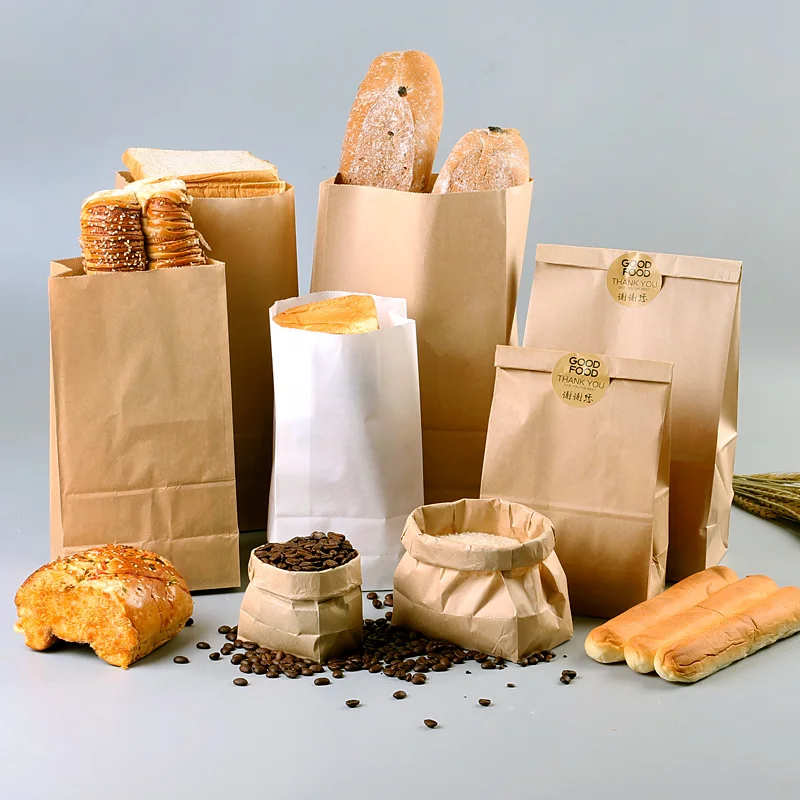 100pcs kraft paper bags high quality bread cookies food takeout bags snacks party punching bags baking gift bags packaging