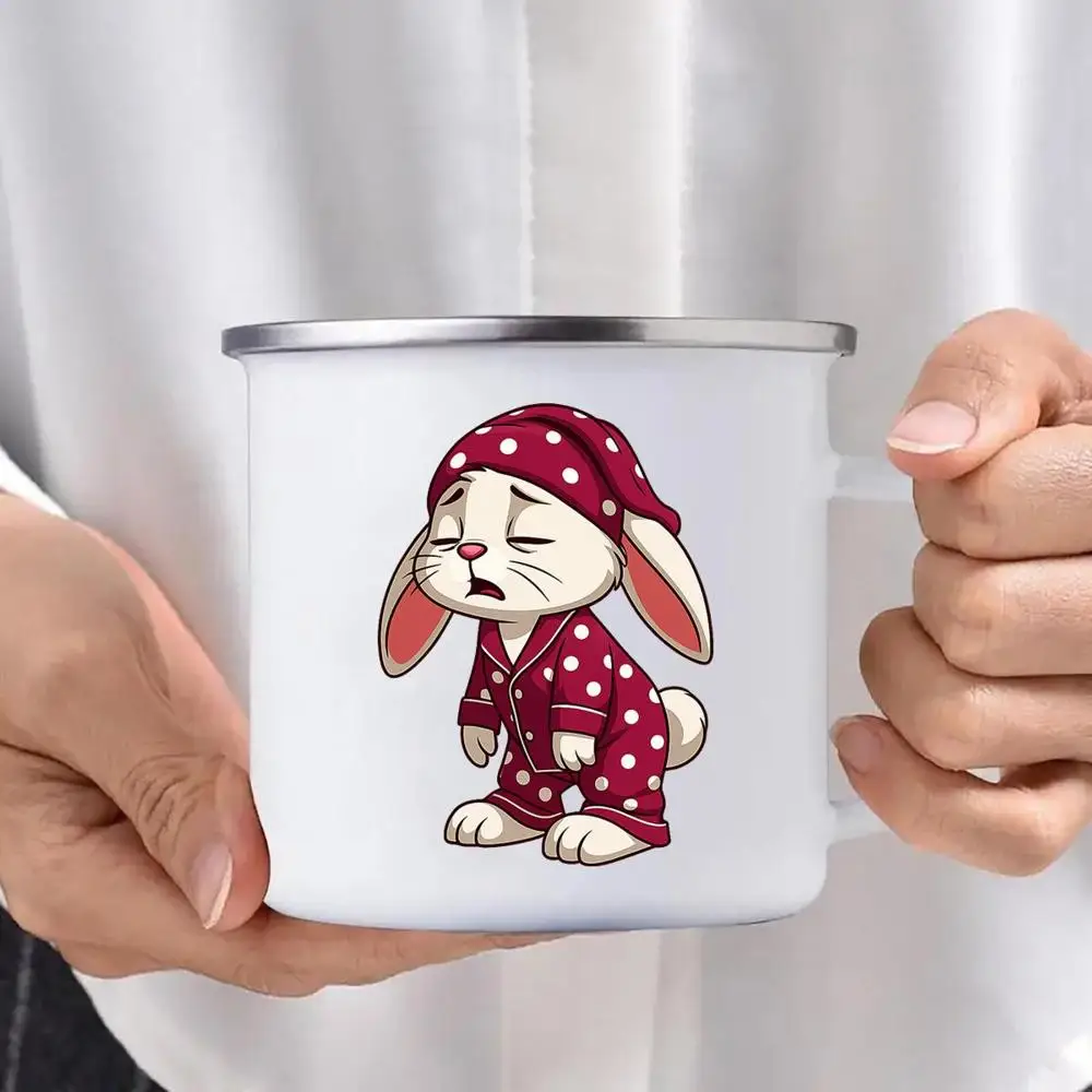 Adorable Sleeping Bunny Coffee Mug Enamel Sleeping Cup Cute Tea Hot Beverage Cup Women Hand Wash Only Reusable Bridal Showers