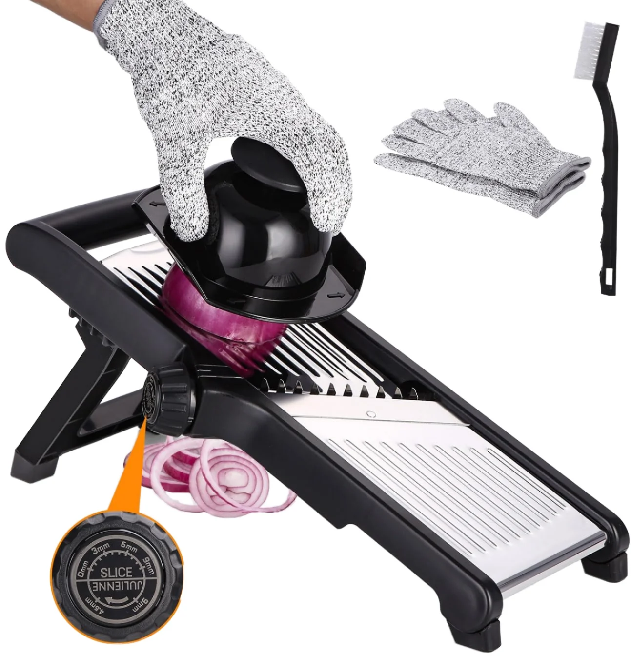 Bestselling Multifunctional Stainless Steel Cutting Tool Slice and Shredder with Hand Guard Adjustable Slice Thickness