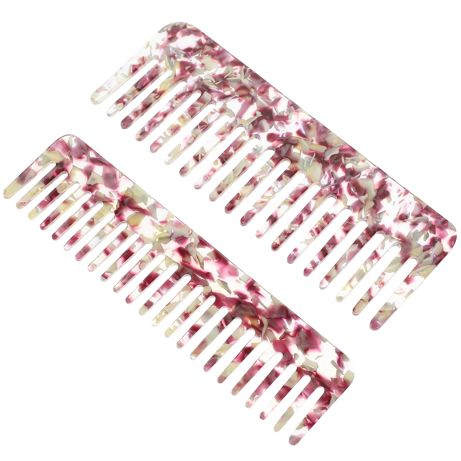 

2 Pcs Marble Pattern Combs Acetic Acid Smooth Surface Detangler Women Men Curly Straight Hair Styling Easy Storage Home Use