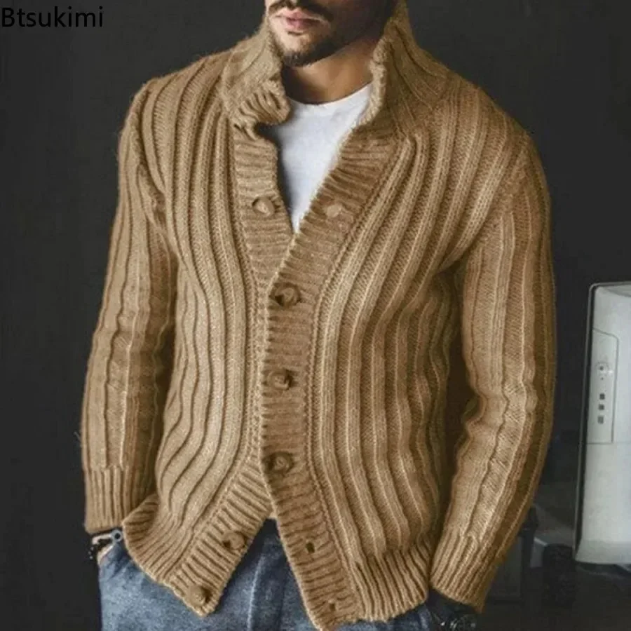 2025 Men\'s Thick Warm Sweater Vintage Autumn Winter Knitted Men Cardigan Sweater Long Sleeve Casual Coats Jacket Mens Clothing