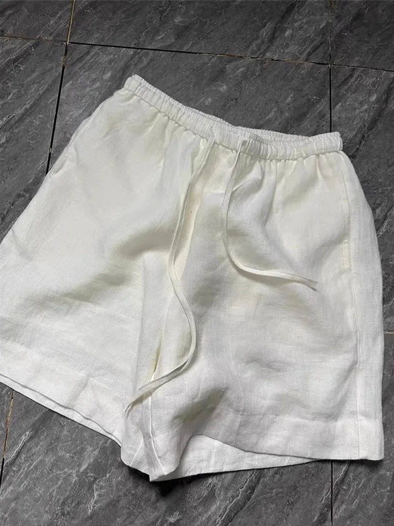 

Женские летние спортивные шорты из хлопка и льна Cloudlike с эластичным поясом на шнурке, облегающие, А-силуэт, широкие брюки-капри