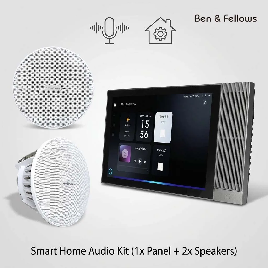 Tuya Smart Home Audio Amplifier with 2PCS 6.5 Inch Rimless Ceiling Speakers Background Music System WiFi Bluetooth