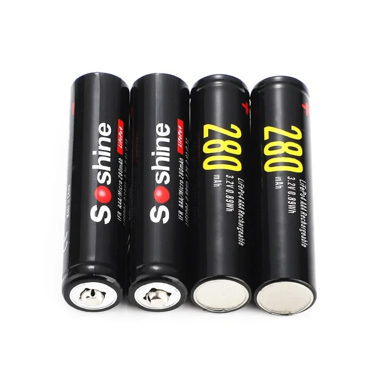 For Soshine 3.2V LiFePO4 4x14500 700mAh  AA and 4x10440 280mAh AAA Rechargeable Battery with 4xAA and 4xAAA Connector