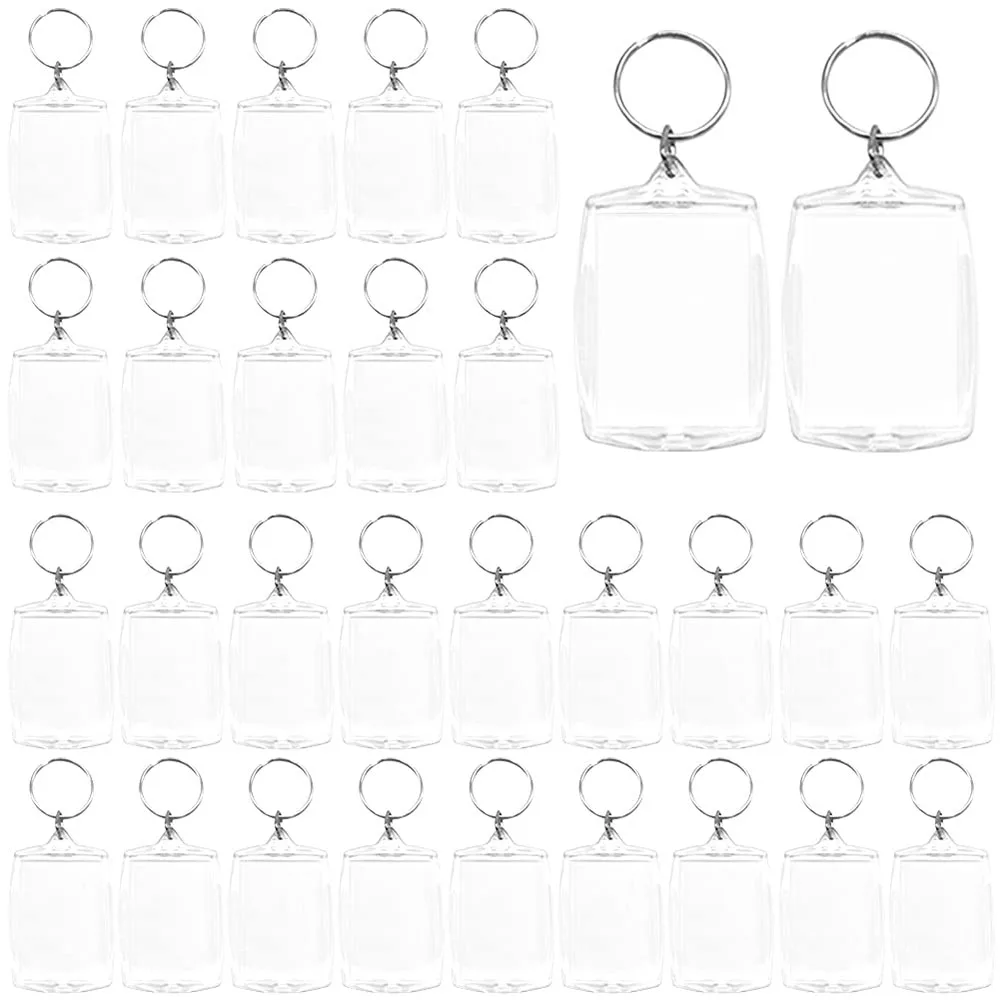 10/5pcs Acrylic Photo Frame Keychain Clear Picture Insert Blank Keyrings with Split Ring Photo Snap-in Keychain For Family