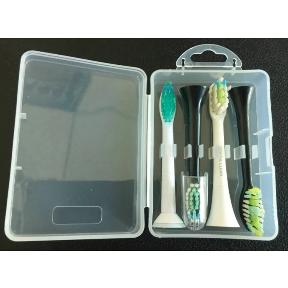 Portable Toothbrush Case Holds 4 Electric Brush Heads Food Grade Plastic Travel Toothbrush Box Dustproof Outdoor Camping Storage