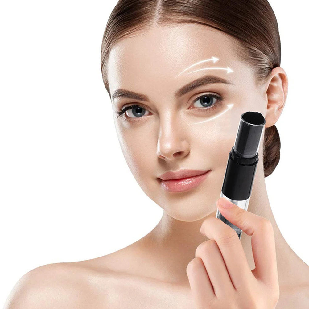 

2pcs Reusable Press-To-Dispense Powder Brush Refillable Portable Makeup Applicator For Foundation Loose Powder Blush Contour