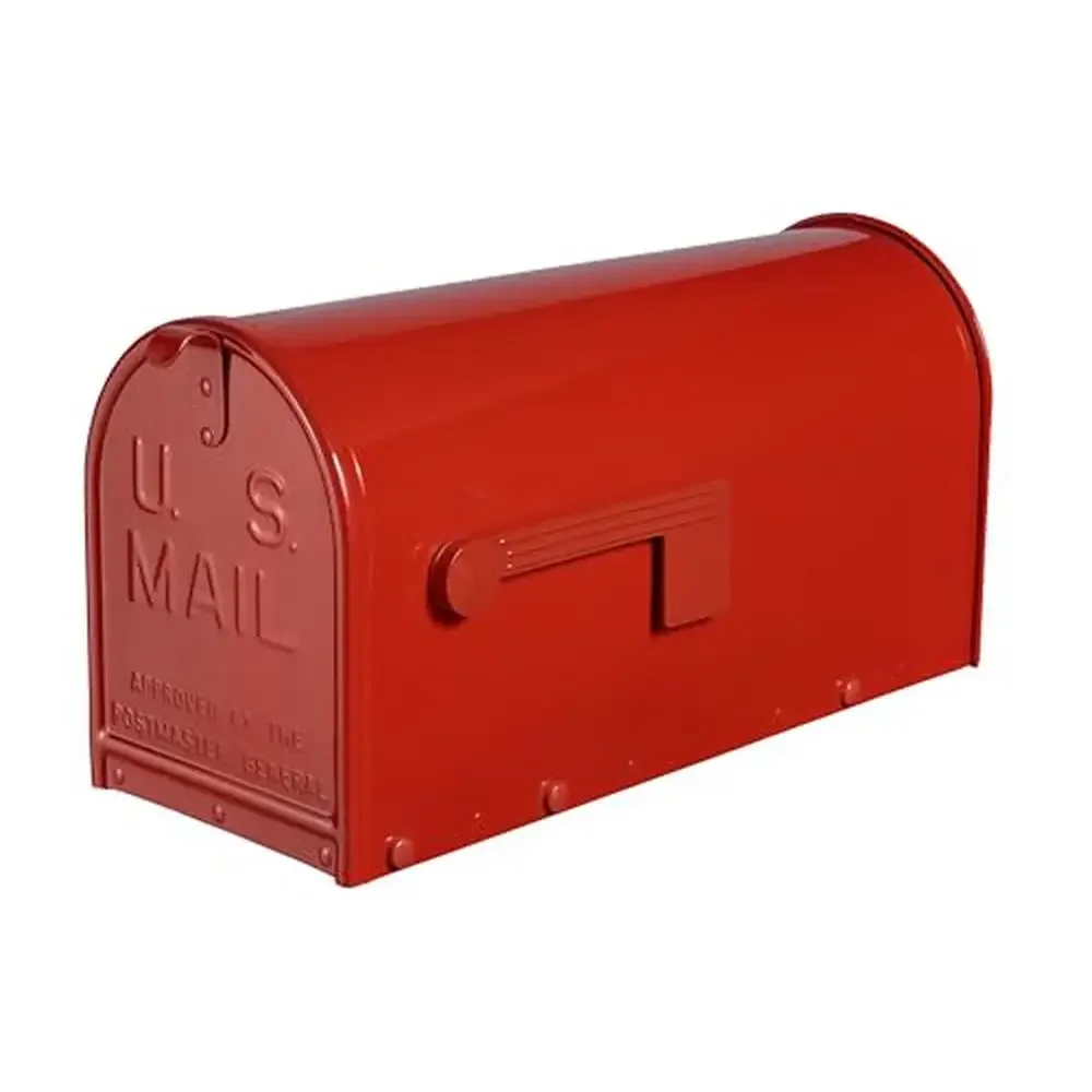 

Large Gloss Red Mailbox Powder Coated Steel USA Made Curbside Appeal USPS Approved Alloy Mount Post 10.75in x 8.75in x 20.25in