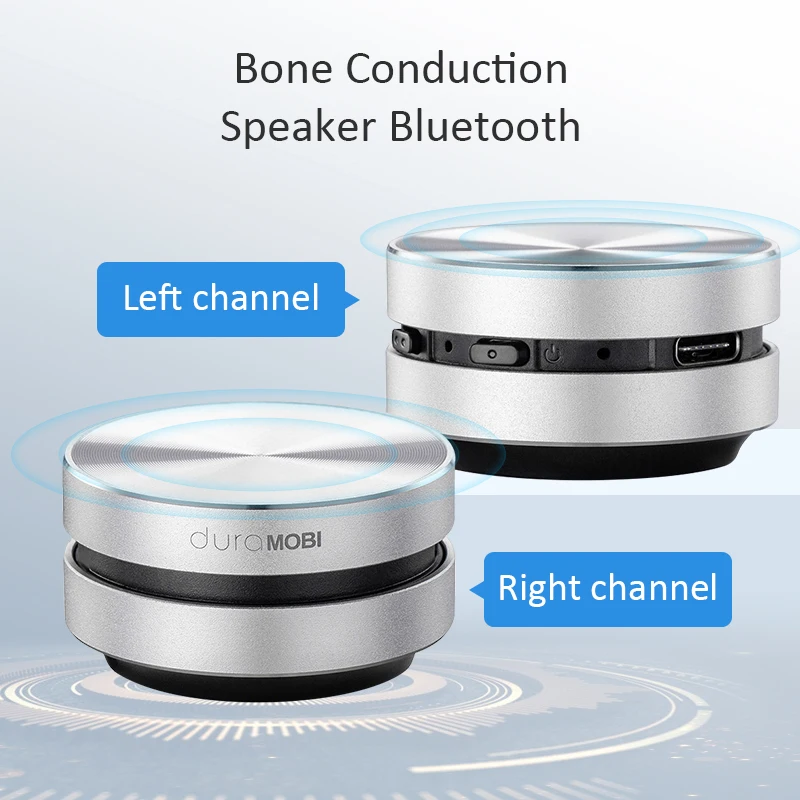 Bone Conduction Speakers DURAMOBI Protable Bluetooth TWS Hifi Stereo Dual Sound Channels Mini Audio Box with HD Call FM Radio