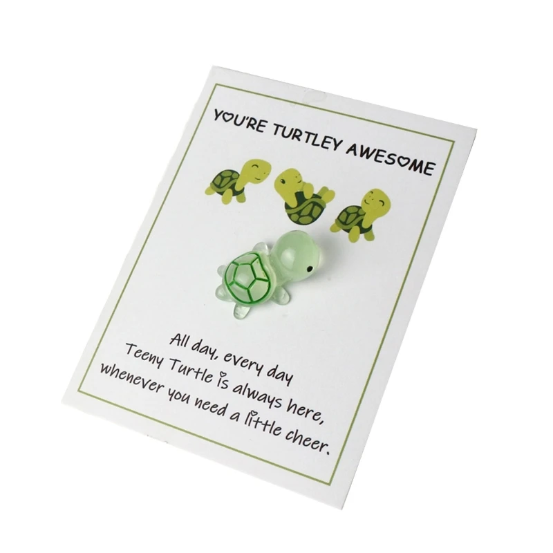 Mini Tortoises Toy Pockets Hug Turtles Card Emotional Supports Sea Turtles Ornamentt with Greeting Card Keepsaker Gift