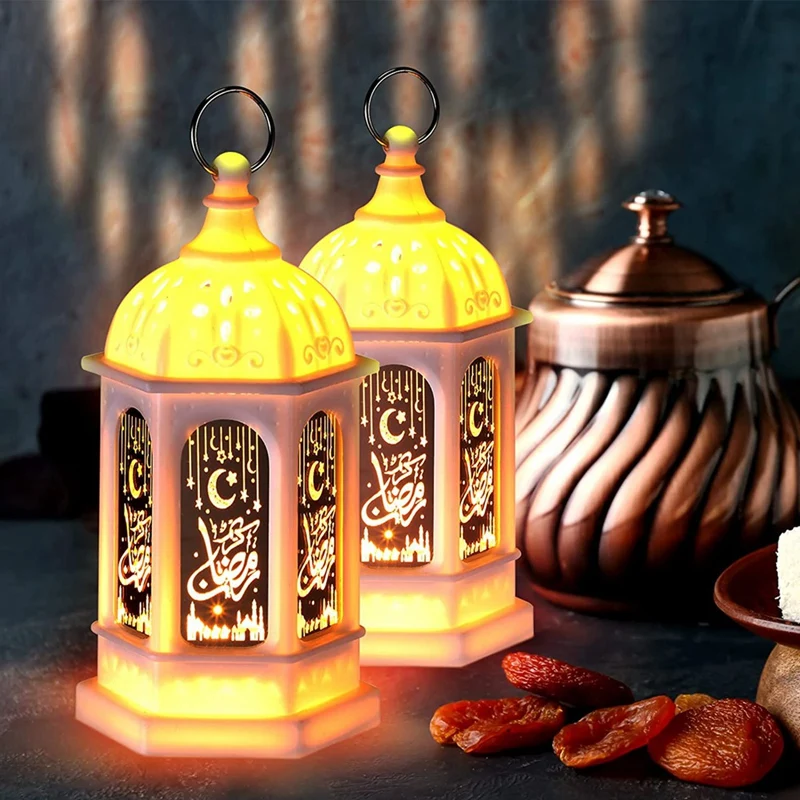 12 szt. Mini Ramadan świeca Mubarak lampion LED Eid Mubarak latarnia księżycowa światełka gwiazdy styl marokański wisząca latarenka