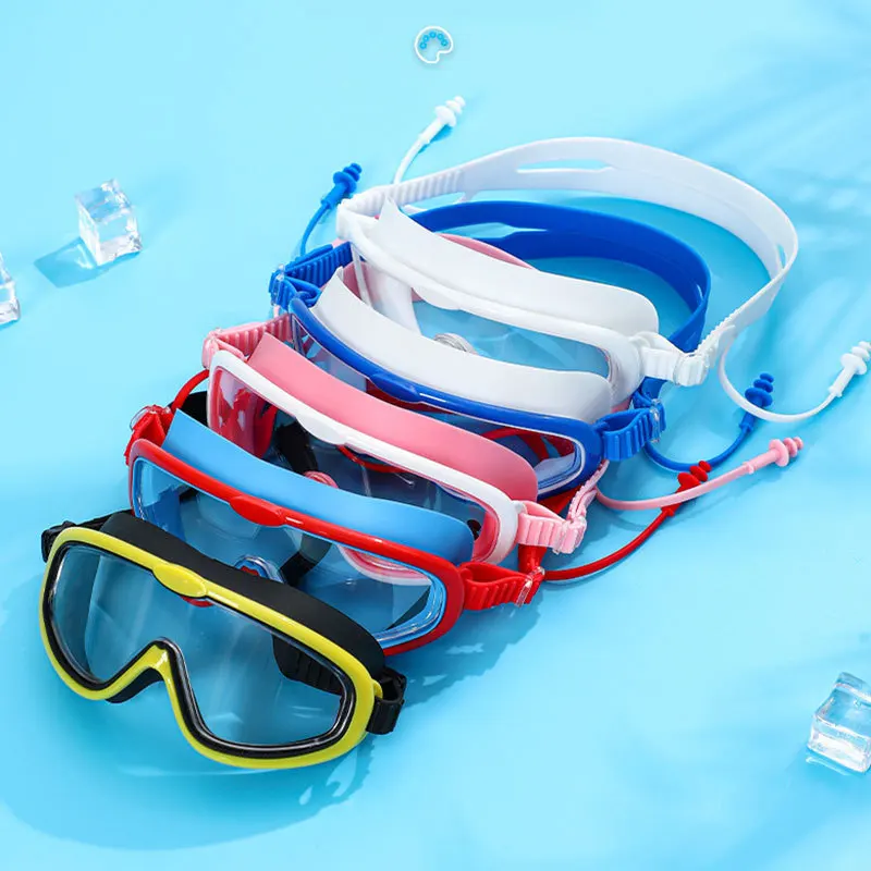 

Kids Swimming Goggles with Earplugs, Anti-fog Big Frame Swim Glasses for Children, Boys Girls Sport Eyewear