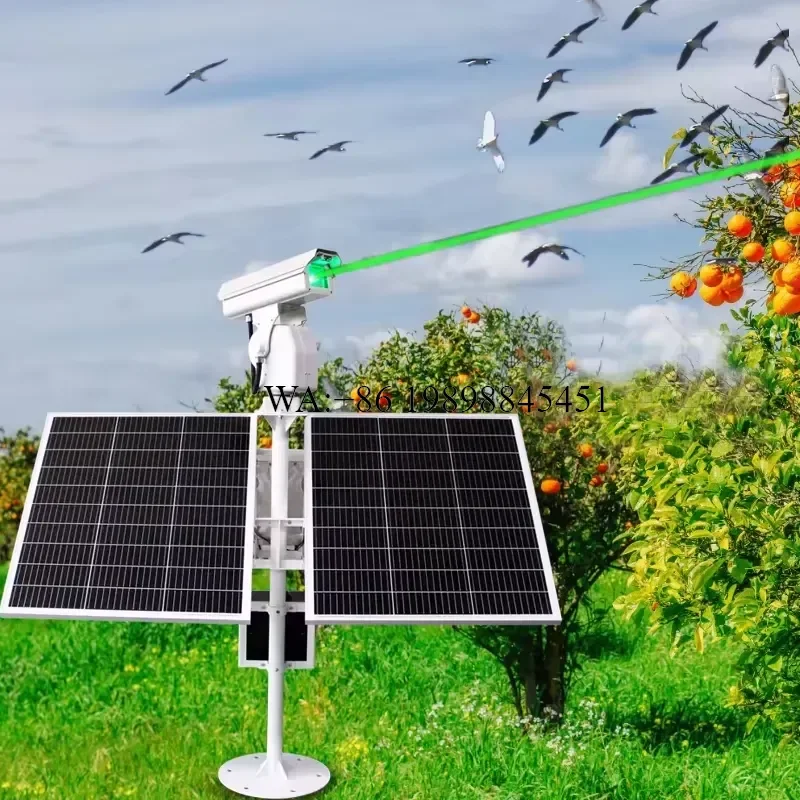 WMWMNU AI Smart Solar Bird Repellent 360 Degree Rotation High Effective Deterrent for Birds Pigeons Farmland Airport Orchard