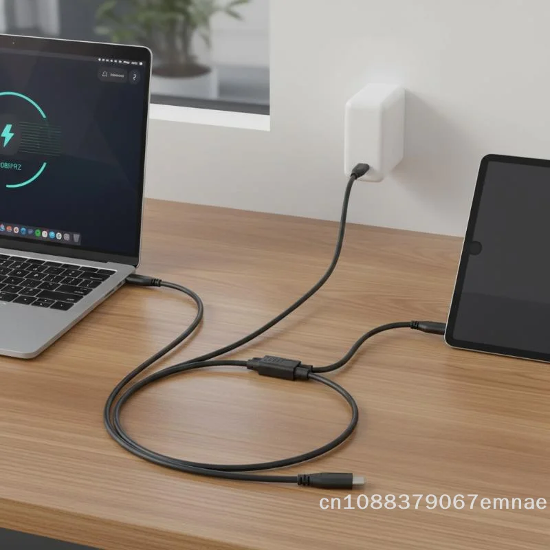 USB-C-Kabel-Splitter 1 zu 2 Typ-C-Verlängerungskabel 15W 3A Netzteil Ladekonverter-Kabel für PC, Handy, Tablet