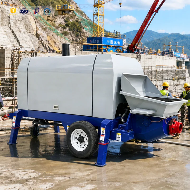 Heavy Duty Trailer Mounted Concrete Pump Diesel Engine Mobile Concrete Delivery Pump for Large Scale Infrastructure Paving