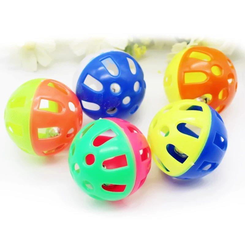 1~10PCS Ball With Bell Ring Toys For Cats Plastic Jingle Playing Chew Rattle Scratch Balls Interactive Cat Training Toys Pet Cat