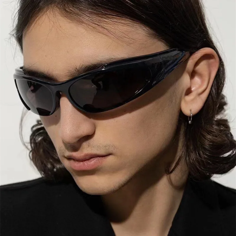 New Y2k Sunglasses For Women Vintage Punk Men's Sun Glasses Retro Oval Sport Eyewear Outdoor Cycling Goggle UV400