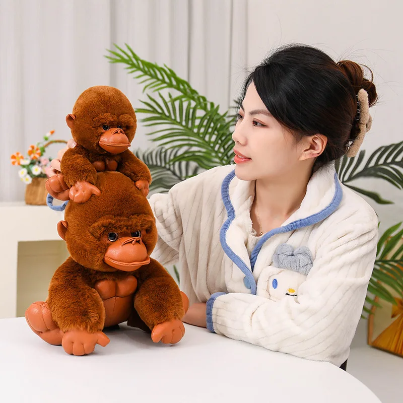 Simulation Monkey Orangutan Doll Super Soft Stuffed Animals Plush Toys Anime Cartoon Decor Boys Girls Birthday Xmas Gifts Pillow