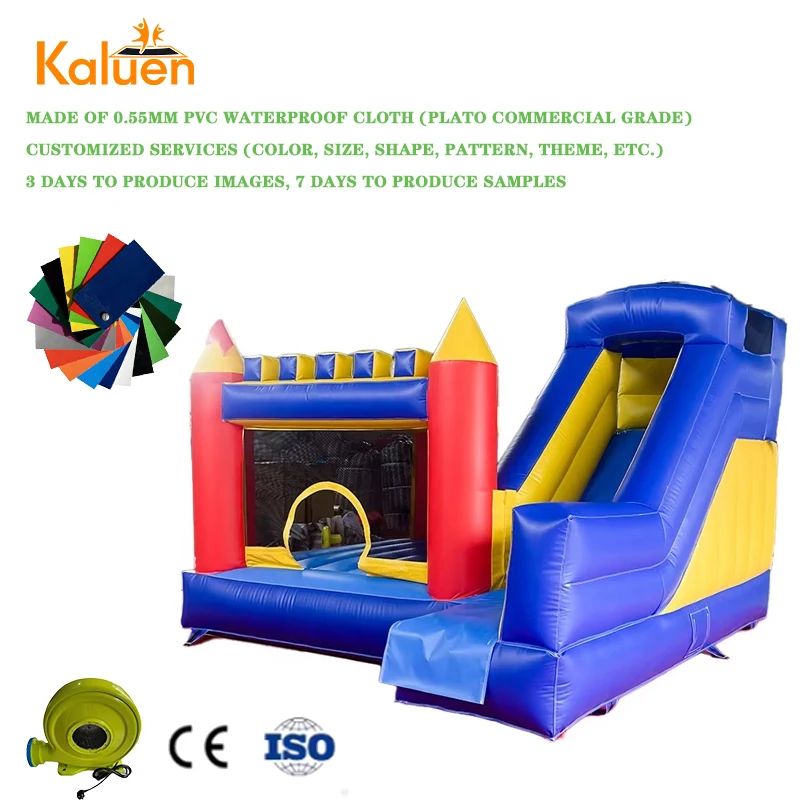 Hot Sale Factory Directly Sale 4mx4m Outdoor  Inflatable Castle with Slide Kids Jump Inflatable Bounce House