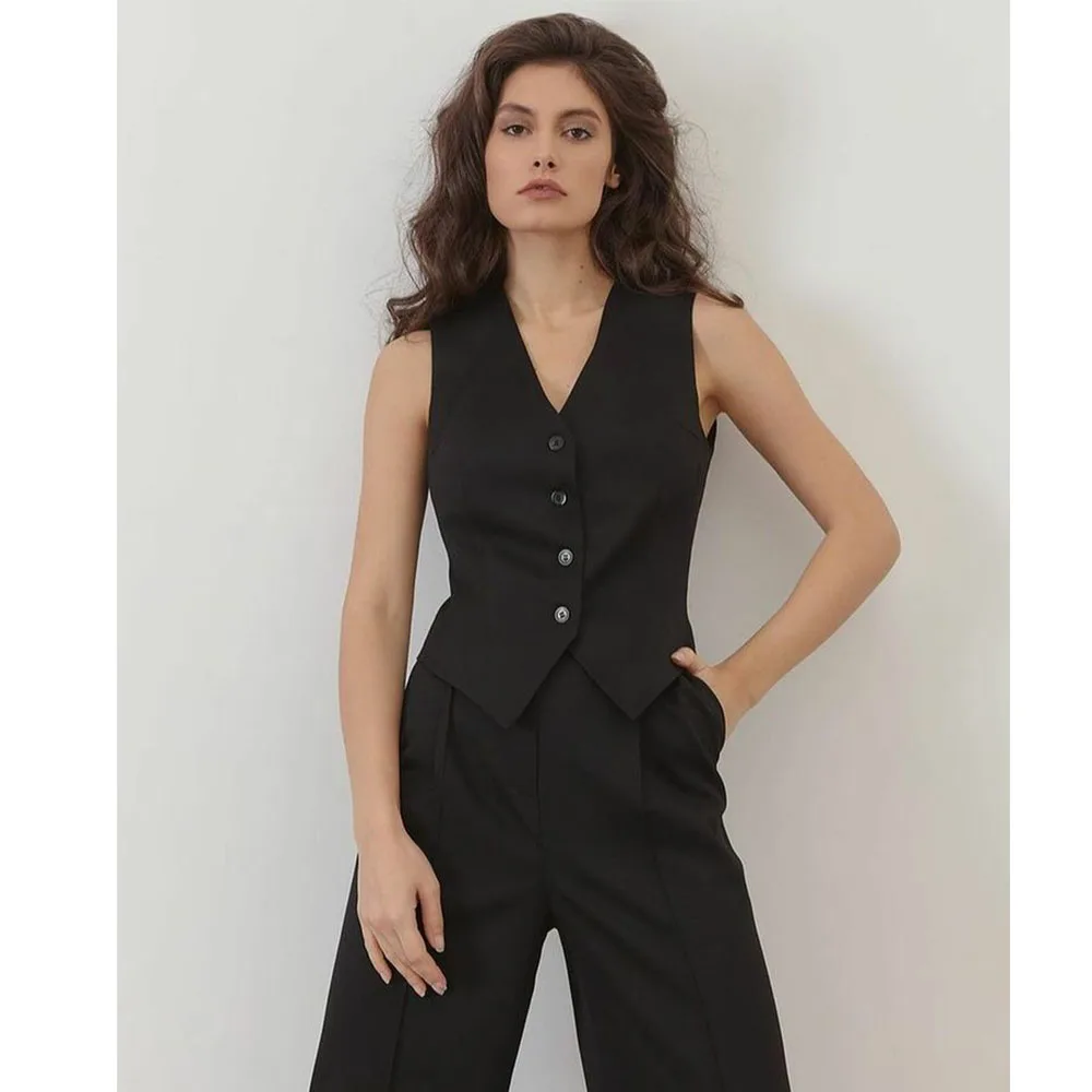 

Serge Suit Vest for Women Suit Vest With Pants Set Woman Clothing Women's Sleeveless Coat Vests Female Waistcoat Black Vintage