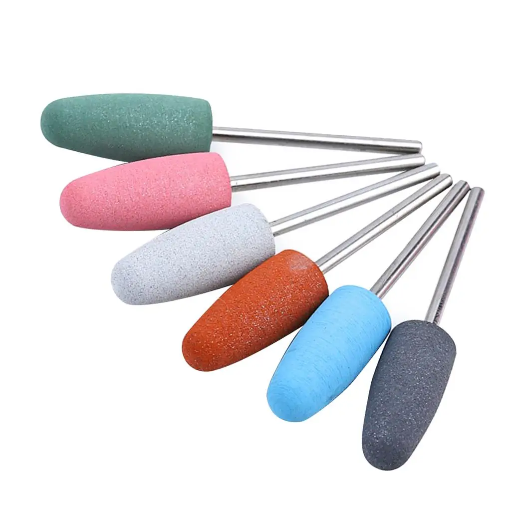 6 X Silicone Drill Bit Gel Nail Art Polishing Polish Grinding Head Tool