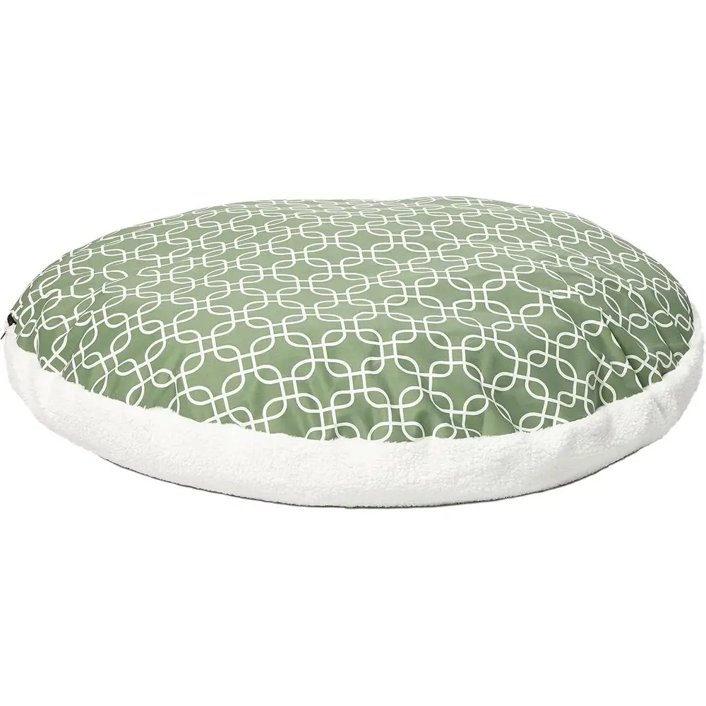

Large 48 Round Dog Bed, Green Geometric Design for Large Breeds