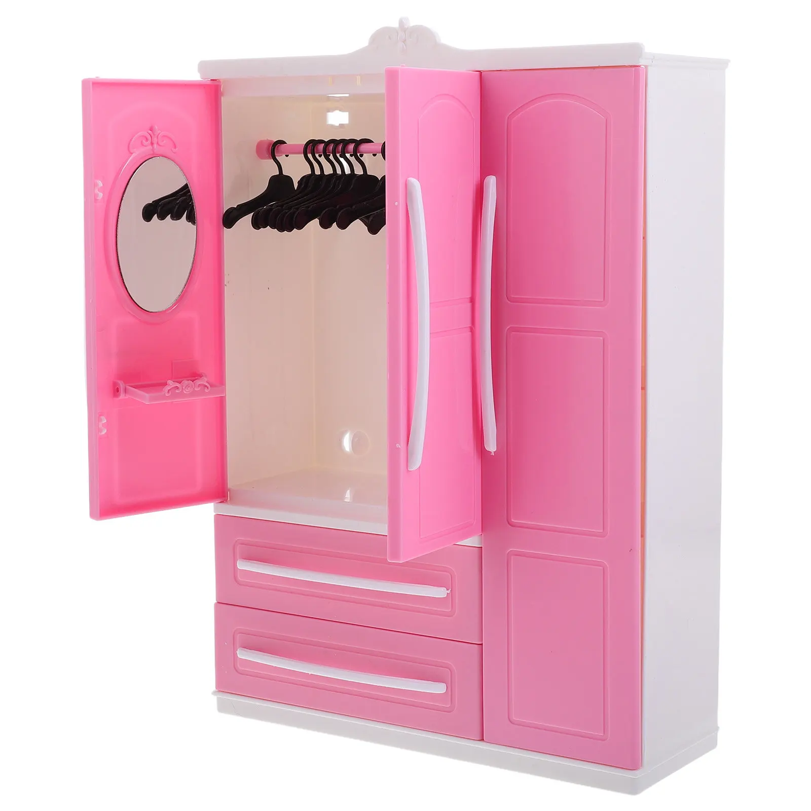 Closet Wardrobe Assorted Color Dollhouse Furniture Large Capacity Clothes Organizer Hangers Storage Playroom