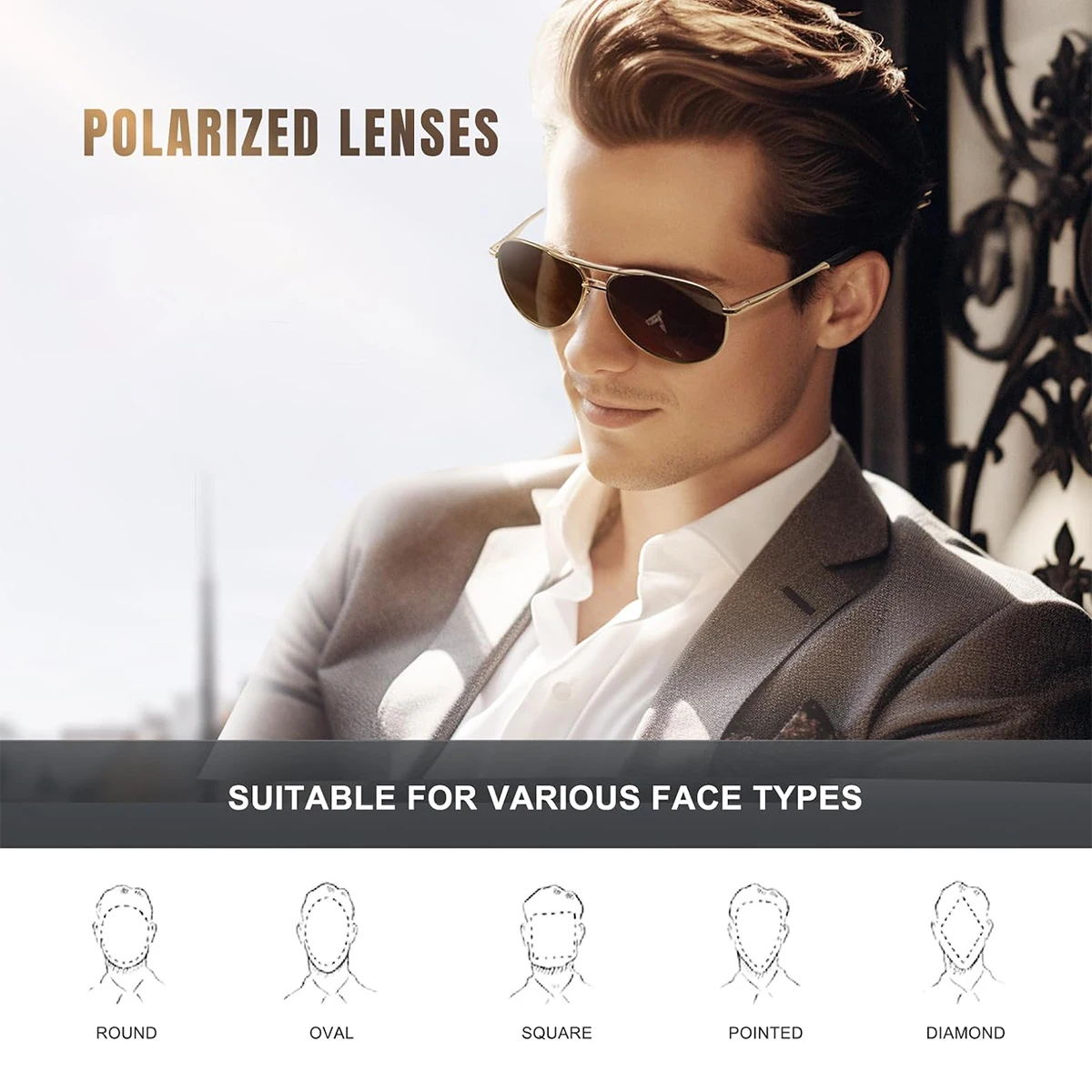 CRIXALIS Modische Piloten-Polarisierte Sonnenbrille für Damen Blendschutz Outdoor-Sport Fahrsonnenbrille für Herren Verspiegelte Anglerbrille UV400-Schutz – Detail 2
