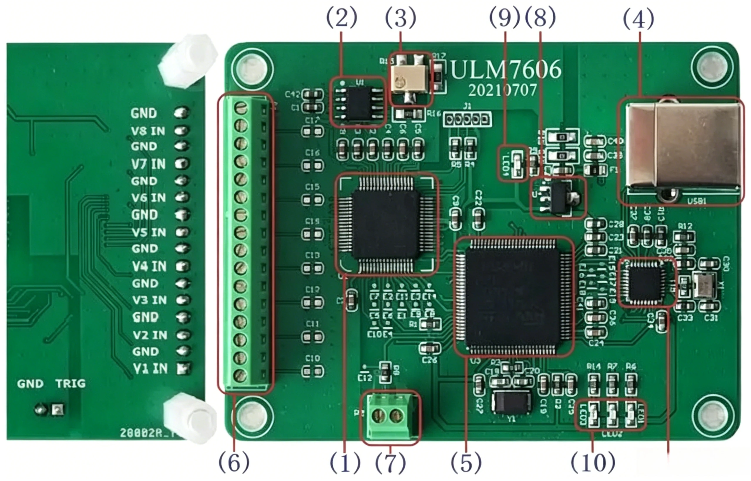 Industrial USB Data Acquisition Board, 8CH 16Bit Simultaneous Input DAQ Module with 200kSPS Synchronous Sampling Rate