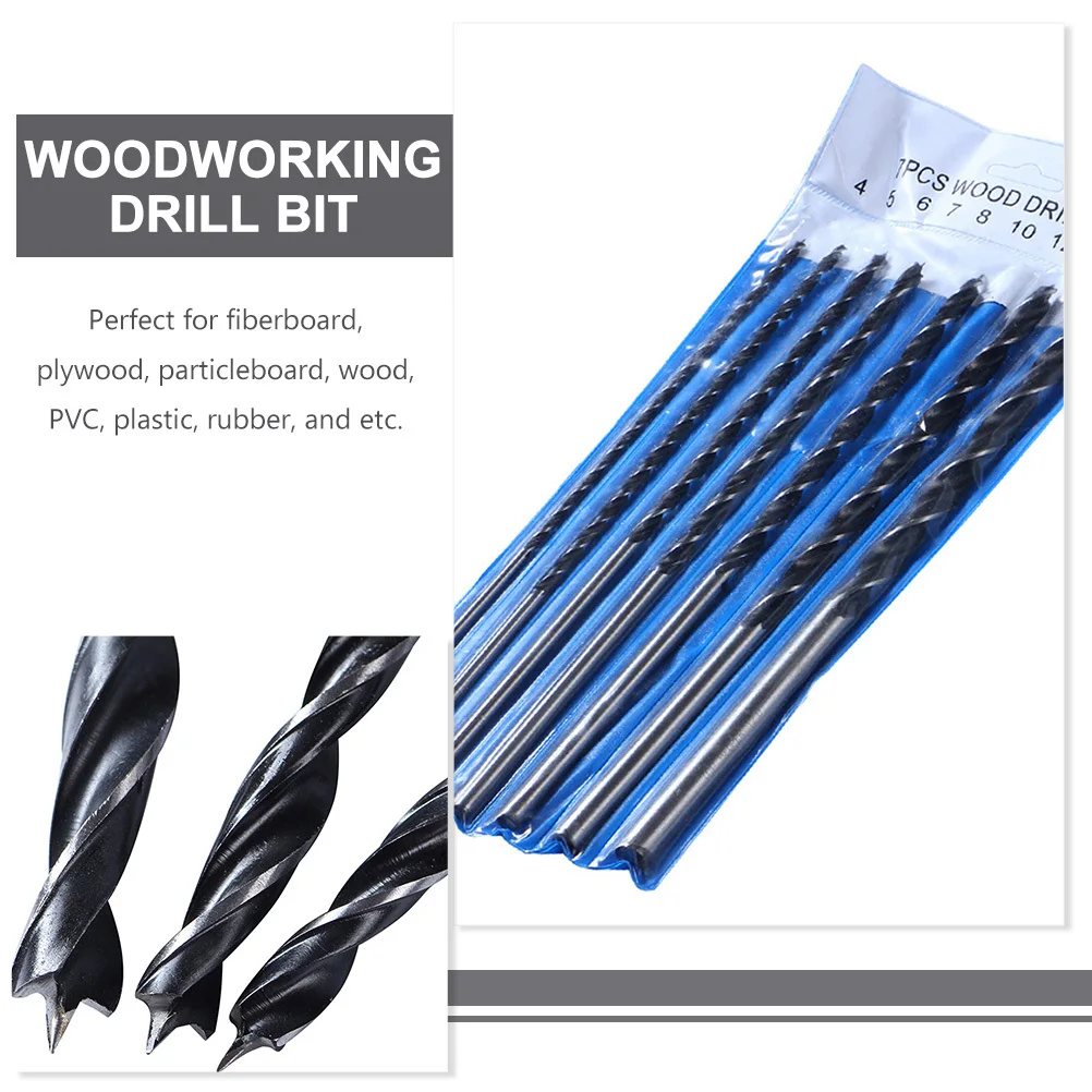 

1Set Long Wood Drill Bit Set Extra Long Pointed Tip High Carbon Steel for Hardwood Plastic PVC Drywall Compatible Bench Hand