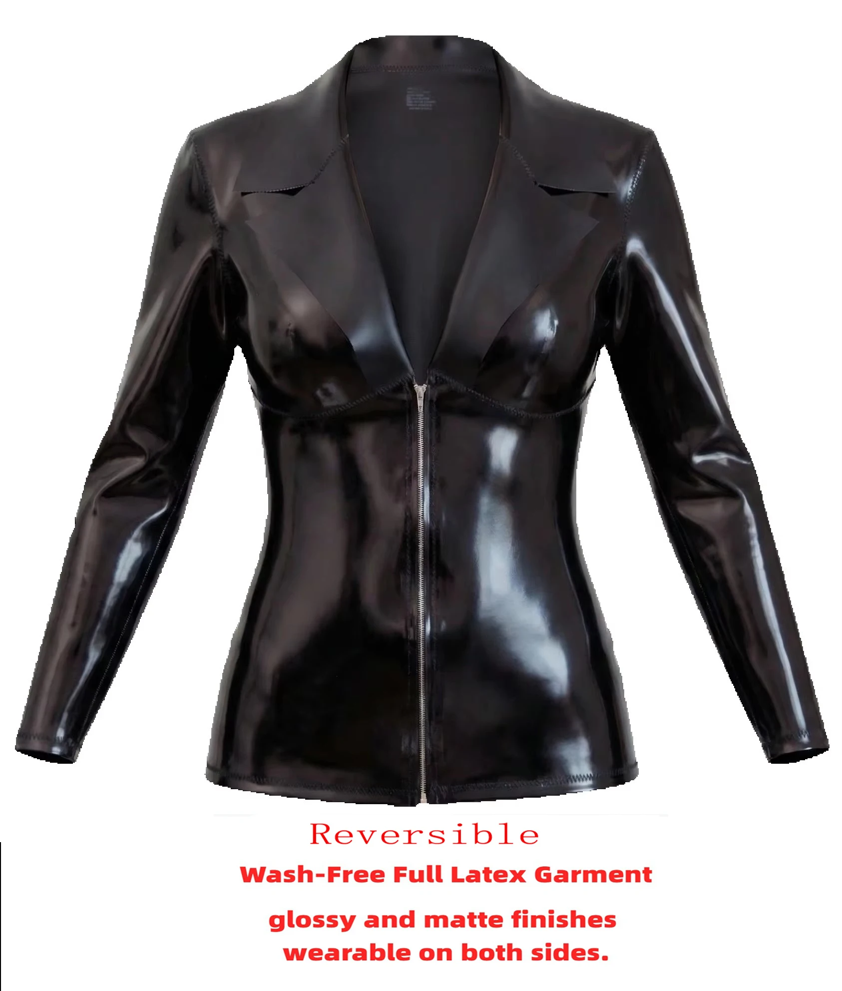Chaqueta de Motocicleta Reversible de Manga Larga para Mujer, Chaqueta de Cuero PU Brillante y Mate de Doble Cara, Chaqueta de Alto Rendimiento