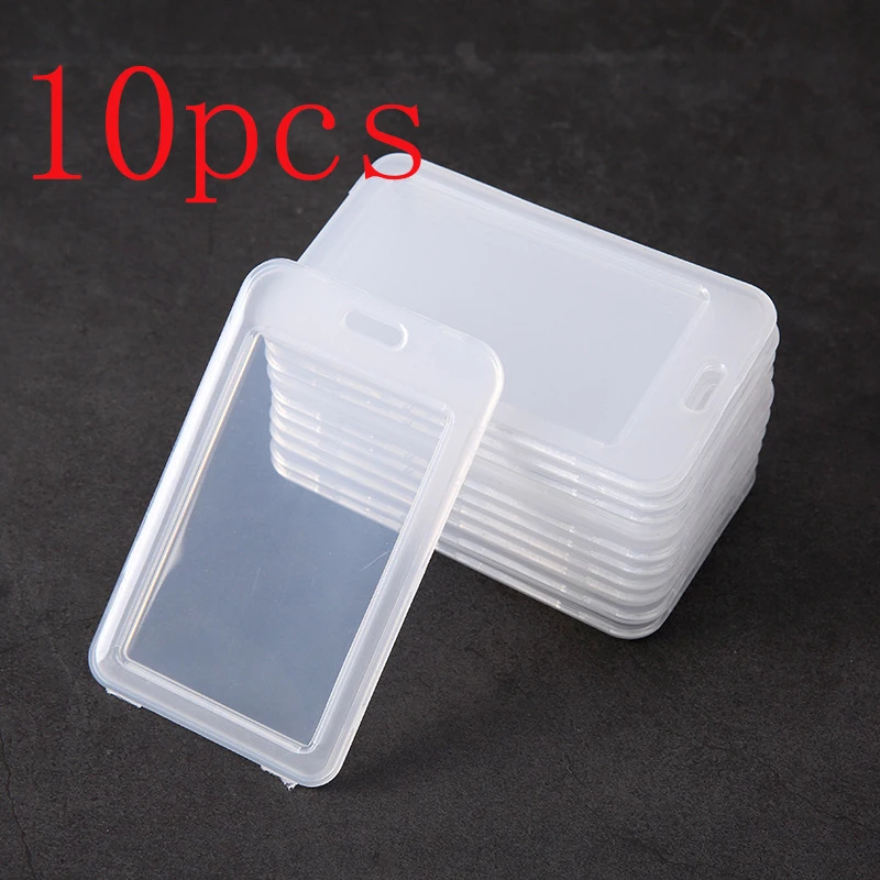 

10-Pack Anti-Magnetic Student Card Sleeves - Transparent PP Candy Color Card Protectors for Bus Pass & Access Cards