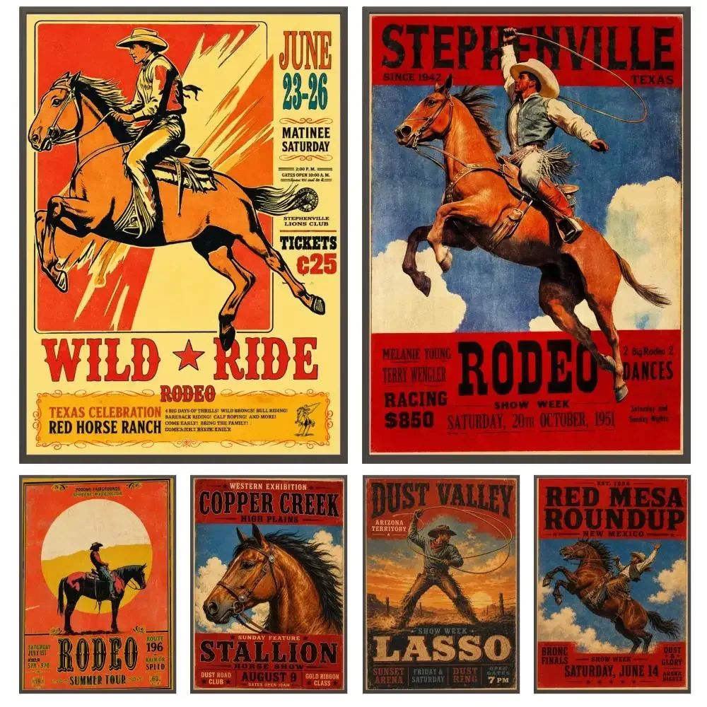 Rodeo Heritage Poster Versatile HD Waterproof Wall Art Self-Adhesive Decor for Any Space Ideal Gift