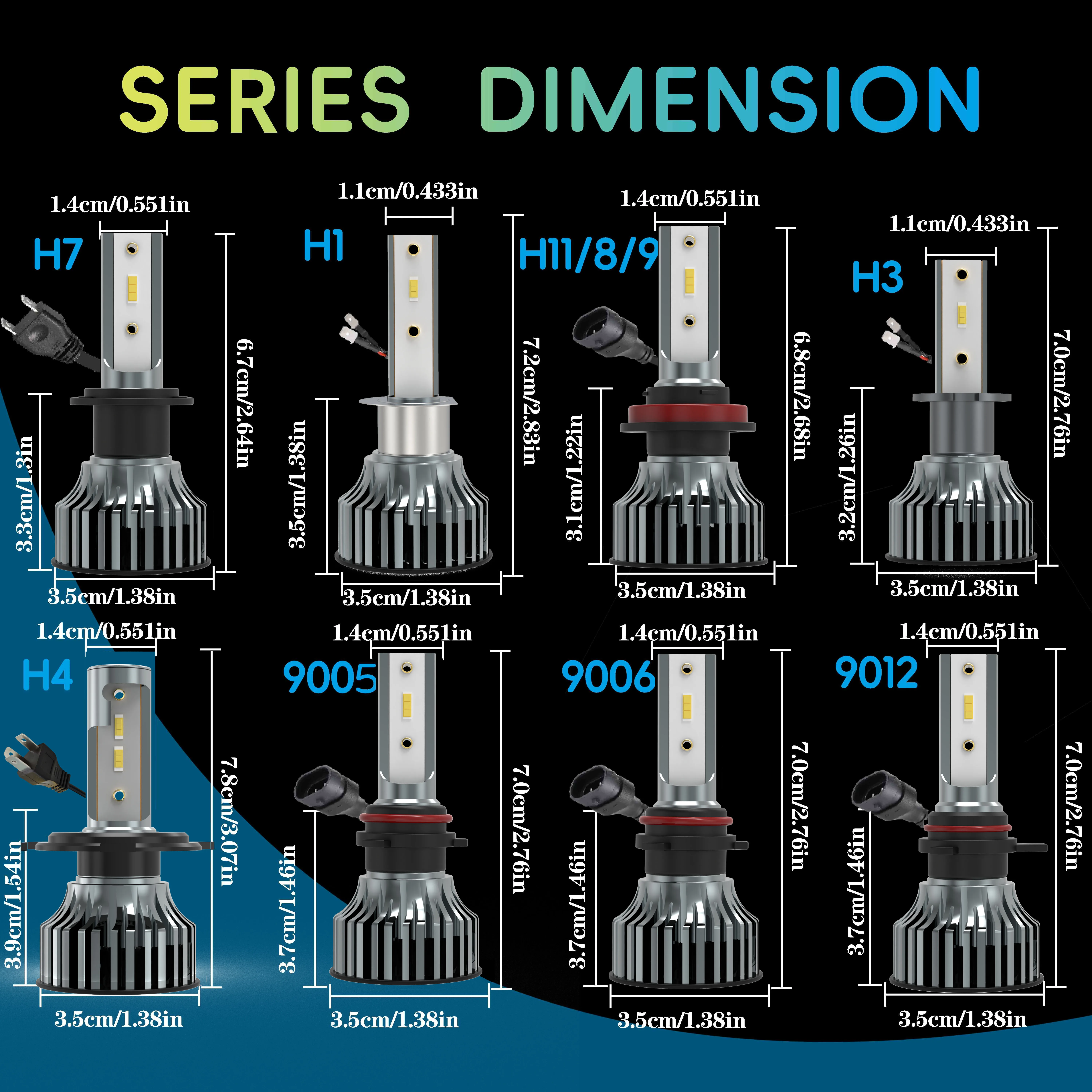 Erruson 300W 300000LM Car Haedlight h4 h7 h1 LED h3 h11 9005 9006 9012 4300K 3000K 6000K 8000K 25000K Auto fog Light 12V Bulb