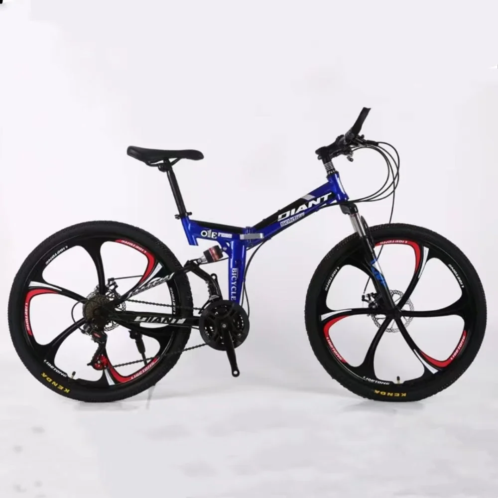 26 Inch Folding Shock-absorbing Mountain Bike For Adult Four Colors White/Blue/Red/Yellow