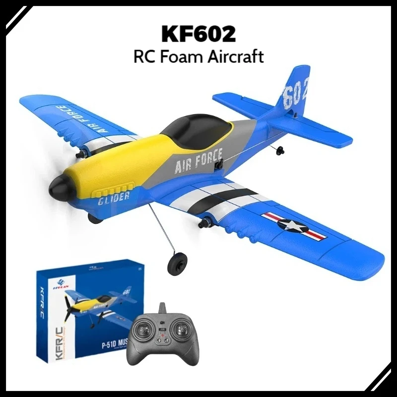 KF602 RC Foam Airplane P51D Mustang Fighter Fixed Wing Electric Glider Remote Control Aircraft Model Toy for Kids Boys Gift