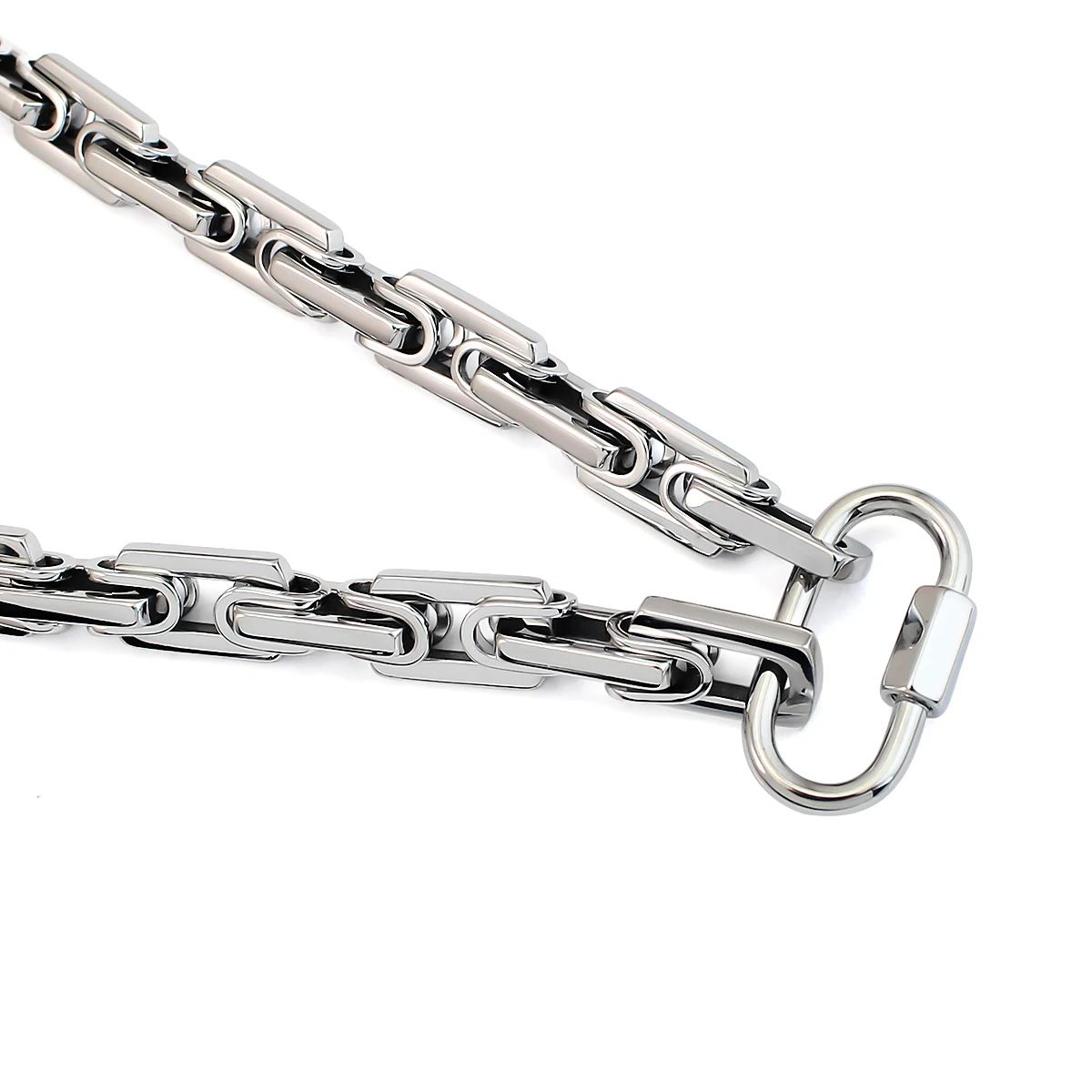 Carabiner Chain Necklace 18K Gold Plated Link Necklace Women Men Punk Thick Rectangular Chain Choker Necklace