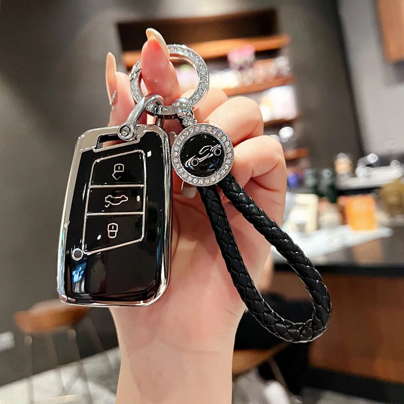 Für VW Volkswagen Schlüsselhülle, TPU-Schutzhülle mit Schlüsselanhänger-Set, Kompatibel mit Passat Tiguan Magotan Modellen, Modisch