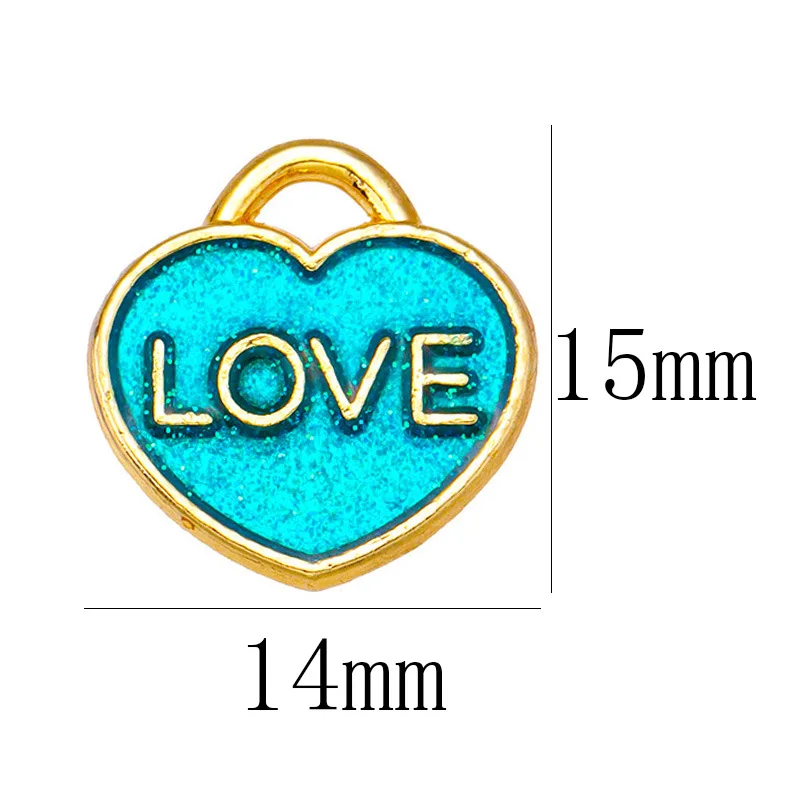 20 pcs/lot Fashion Gold Heart Lock Alloy Enamel Pendant Accessories Charms for Women, Earrings/Necklace Handmade DIY Jewelry