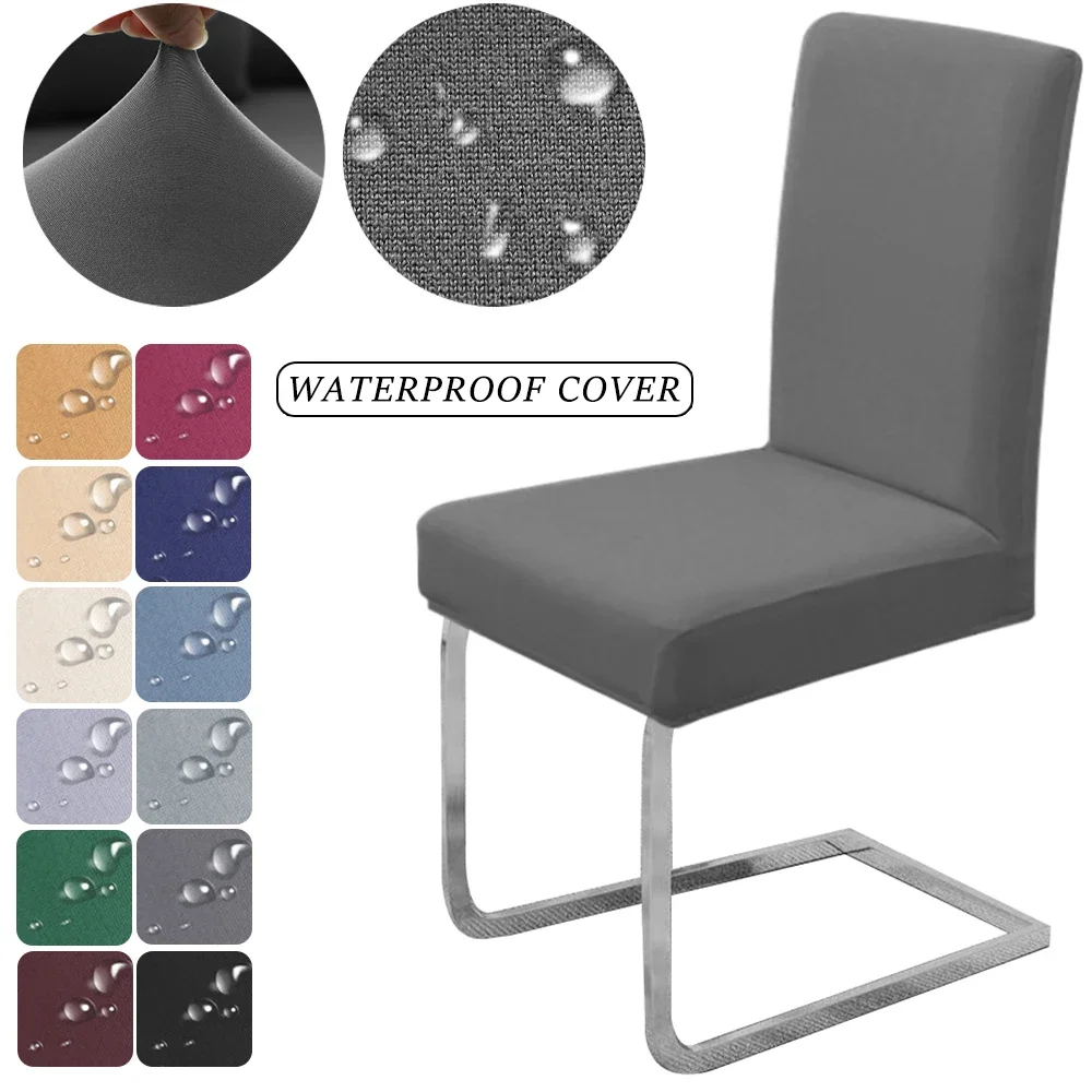 1PC Waterproof Chair Cover Solid Color Dining Room Chair Seat Case Stretch Seat Cover Kitchen Wedding Hotel Banquet Restaurant