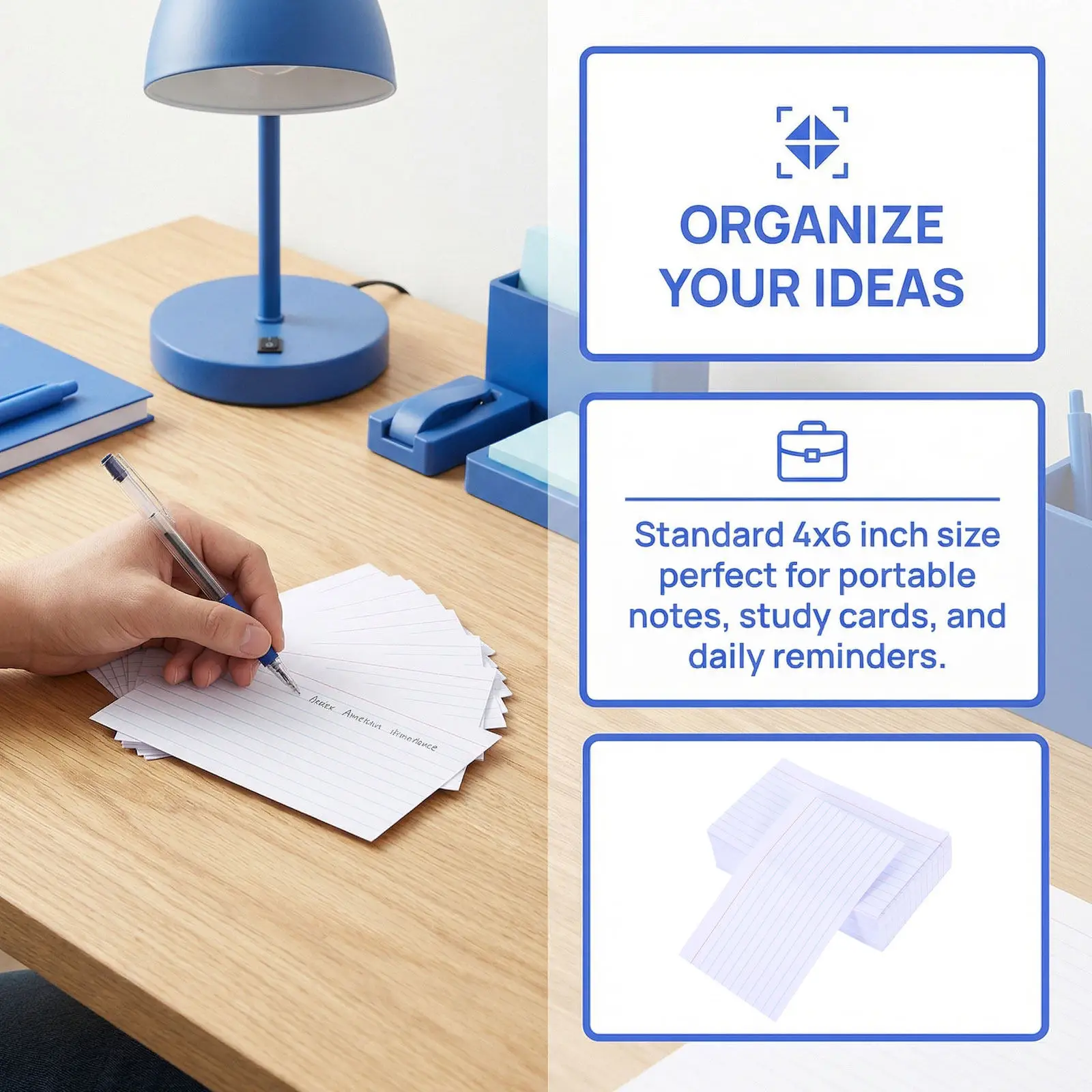 400Pcs Horizontal Study Flashcards 4x6 Inch Lined Index Cards Paper Study Cards for Exams Speech Prep Learning Note Taking