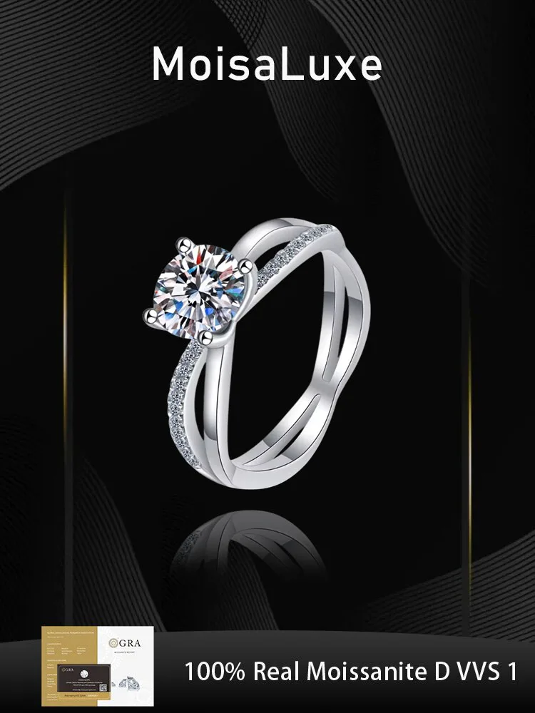 

925 sterling silver ring moissanite 1 carat VVS1 D-color with GRA certificate women hollow fashion luxury four claws ring gift