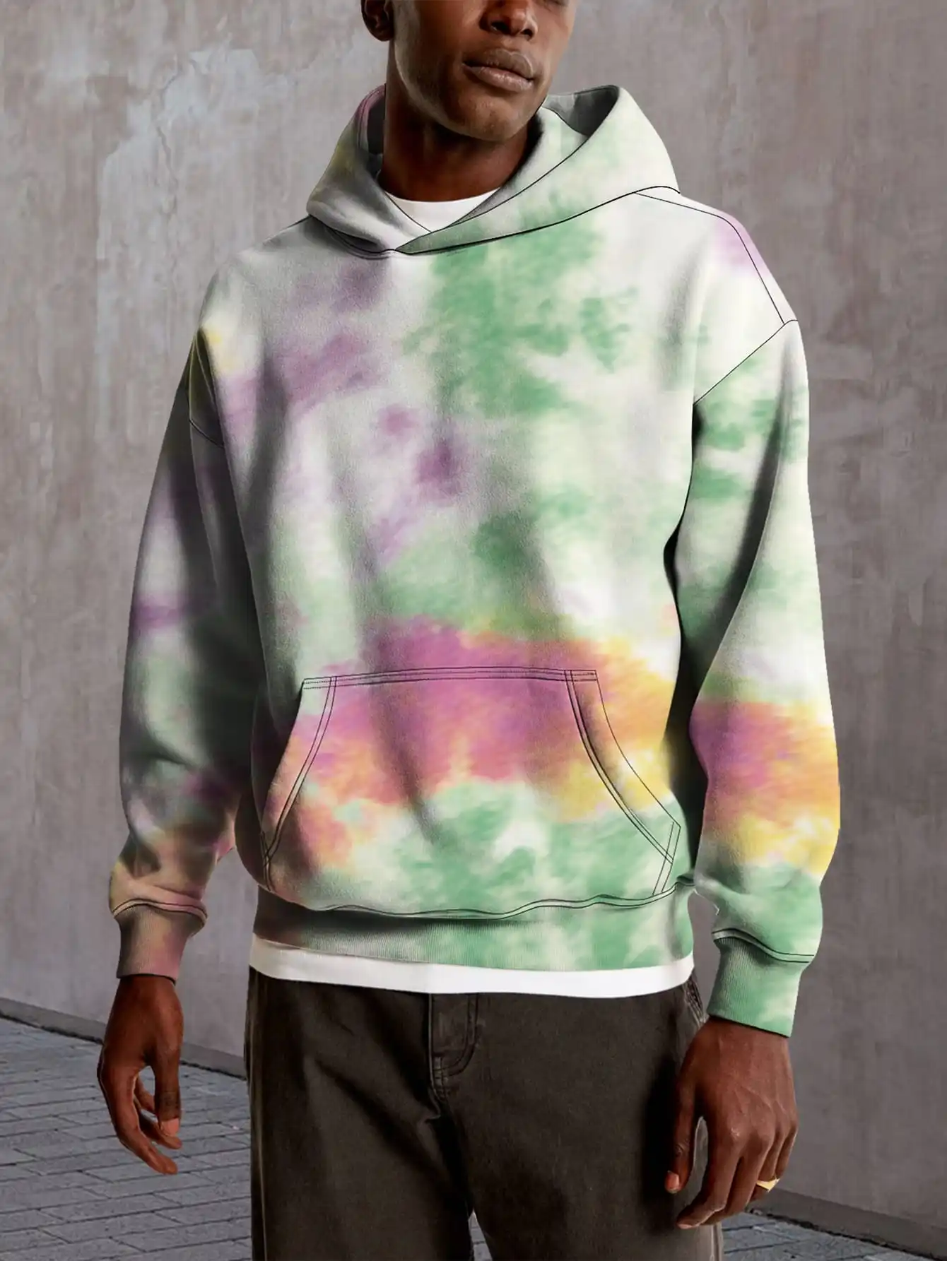 

Colorful style 3D print pattern Hoodie style Marble pattern hooded sweatshirt Cool street style pullover hoodie top