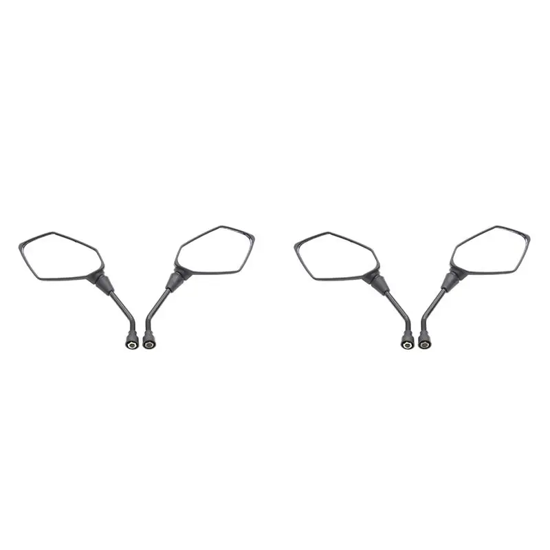 AB56-Universal 4Pcs Motorcycle Big Size Rear View Mirror Black Motorcycle Chrome Scooter Rearview Rear View Side Mirror 8Mm