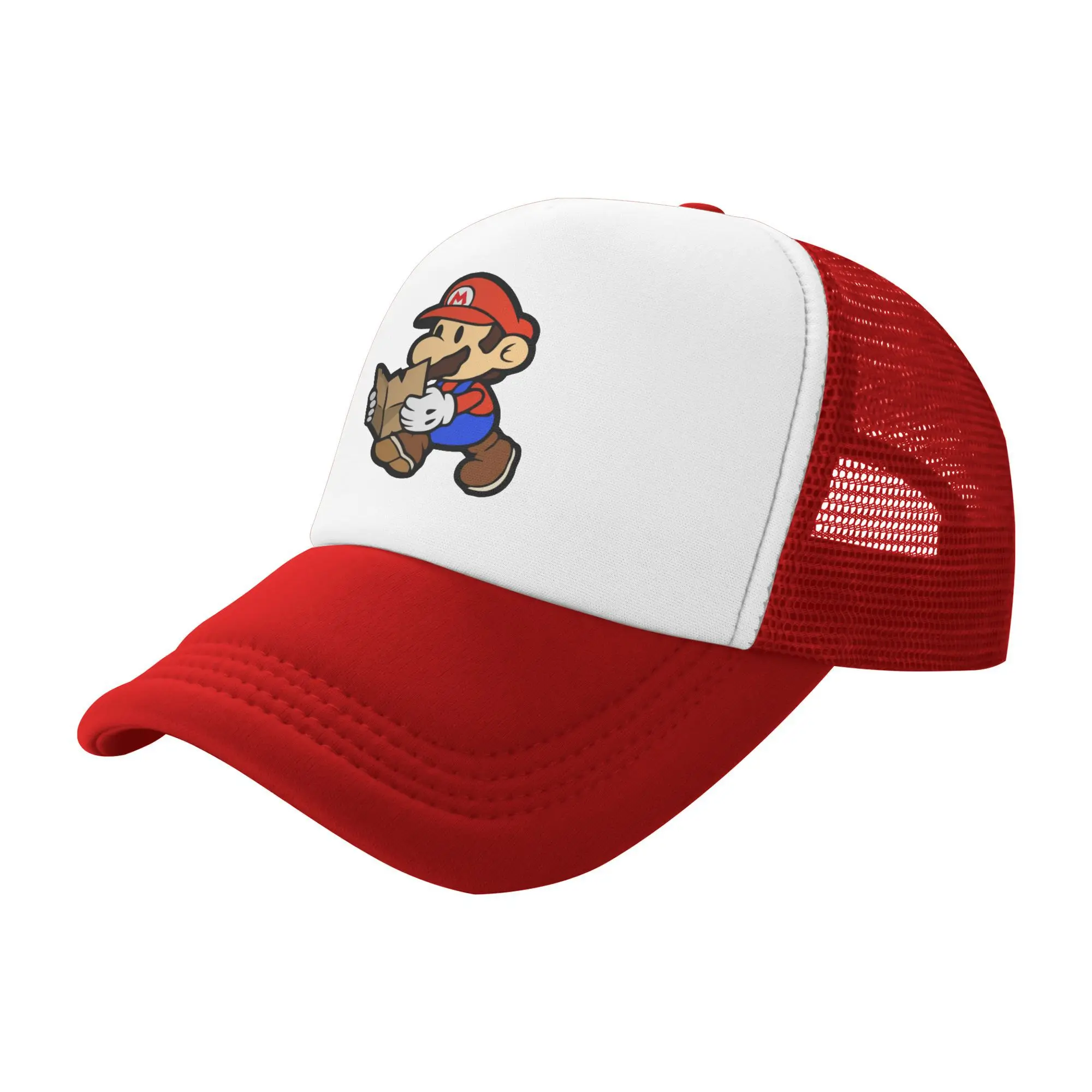 

Paper Marios Mesh Baseball Cap Men Women Hip-Hop Sun Caps Hats Adjustable Polyester Racing Cap Summer Trucker Cap