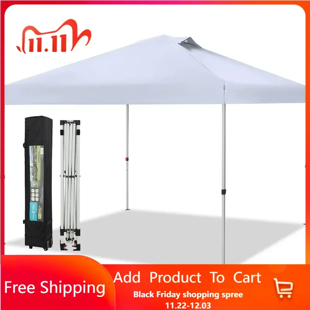 Canopy Tent Pop Up, Outdoor Patio Portable Commercial Canopies Shelter Heavy Duty Straight Legs with Roller Bag, 8 Stak