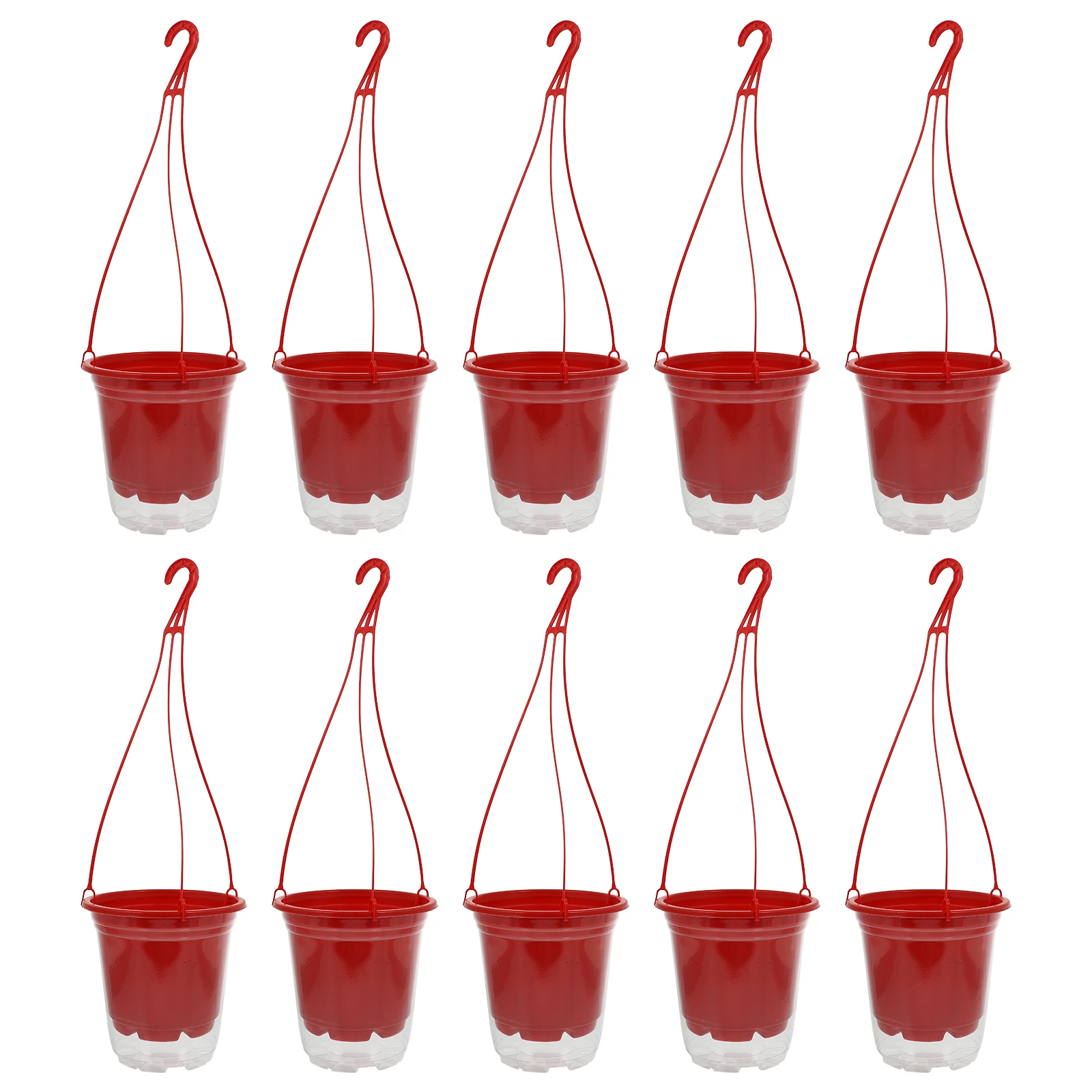 

20 Sets 160mm High Foot Plastic Flower Pots Red Transparent Wall Mount Plant Containers Hanging Garden Storage Planter Vases